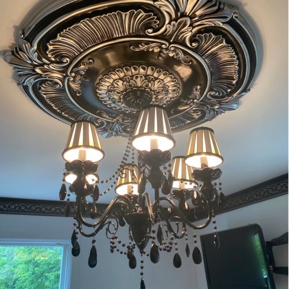 Black and Silver Chandelier Ceiling Medallion - Picture 2 of 15